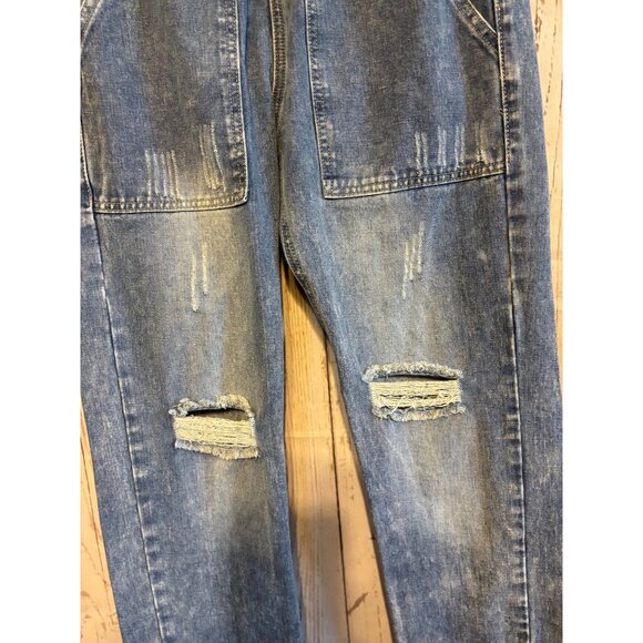 Miss Sparkling Distressed Elastic Waist drawstring Casual Denim Jeans Size Mediu - Picture 4 of 9